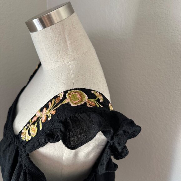 Madewell Swing Blouse Elasticized Square Neck Floral Embroidered Ruffle Straps 2 - Picture 8 of 9